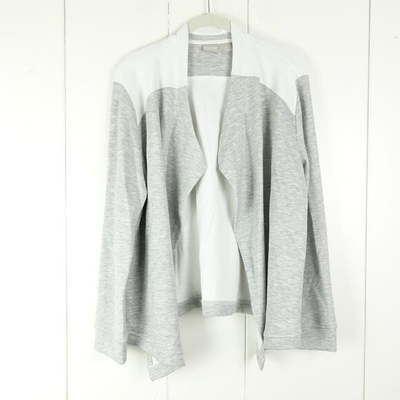 Chicos Open Front Cardigan Sweater Womens Size 2 U.S. 12/14 Colorblocked Gray - Picture 1 of 9
